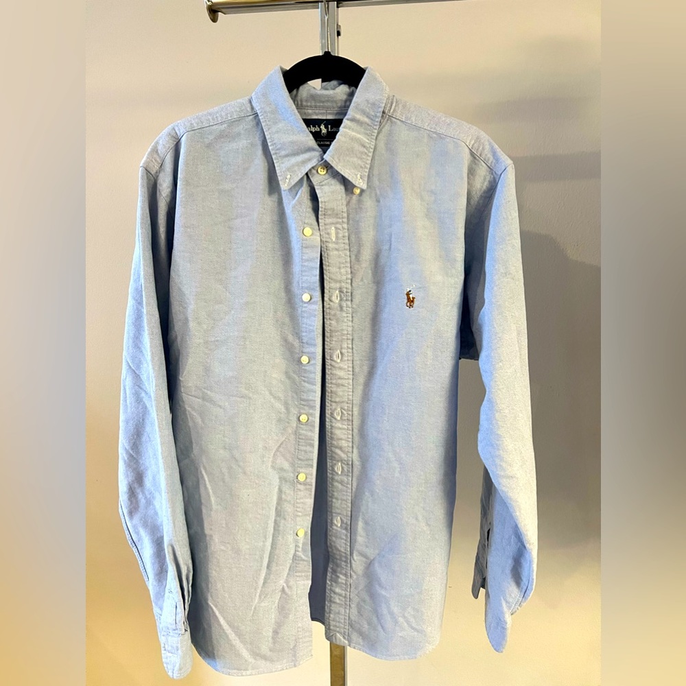 Ralph Lauren Oxford Button Down Long Sleeve Embroidered Logo Shirt